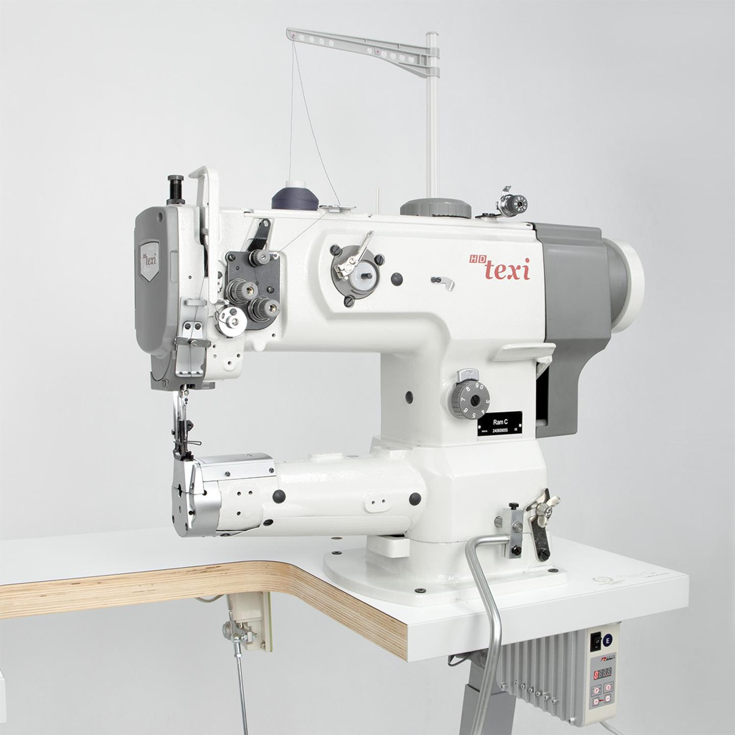 Cylinder lockstitch machine for sewing heavy materials with unison feed and built-in motor - complete set