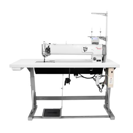 Automatic heavy duty long arm lockstitch sewing machine with unison feed - complete set