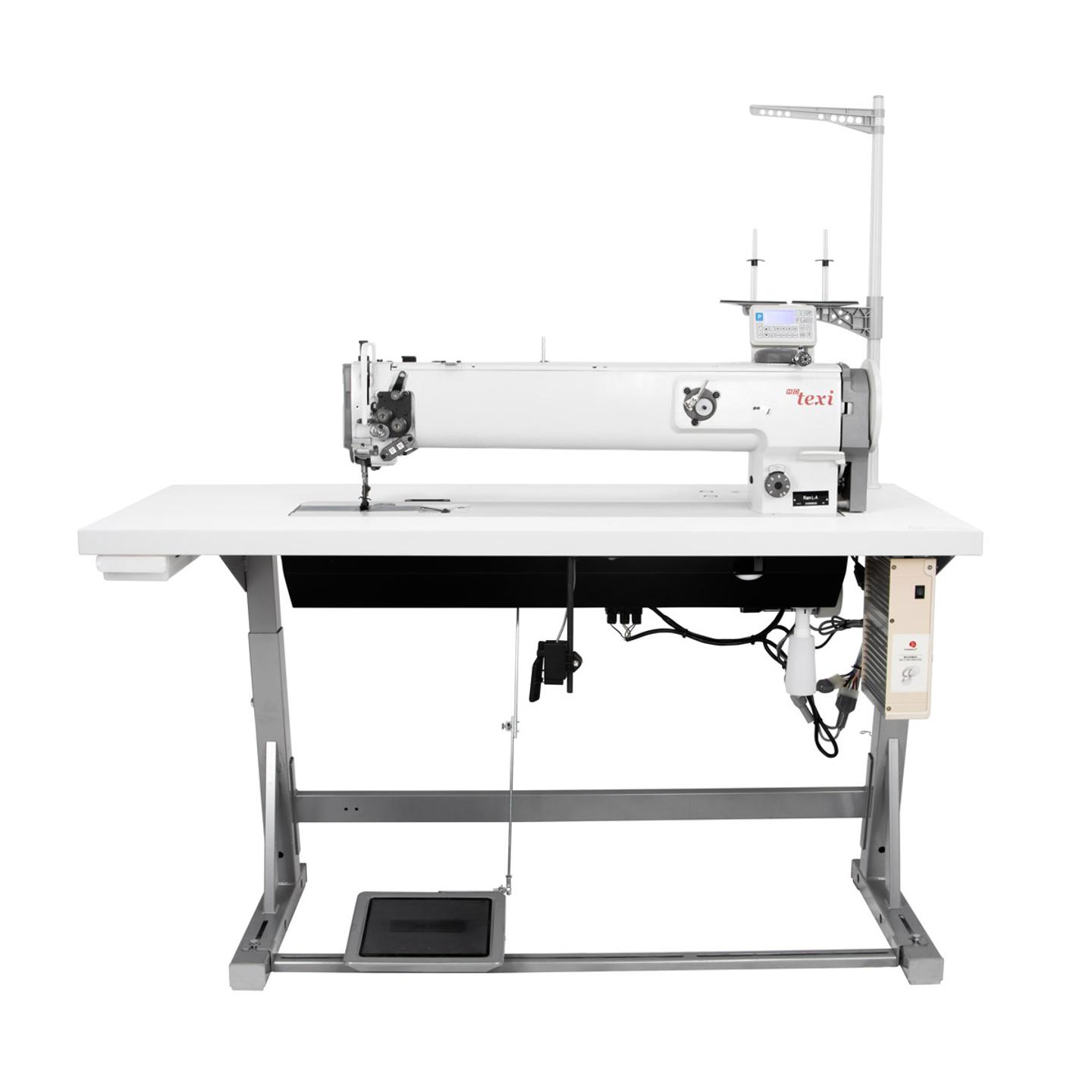 Automatic heavy duty long arm lockstitch sewing machine with unison feed - complete set