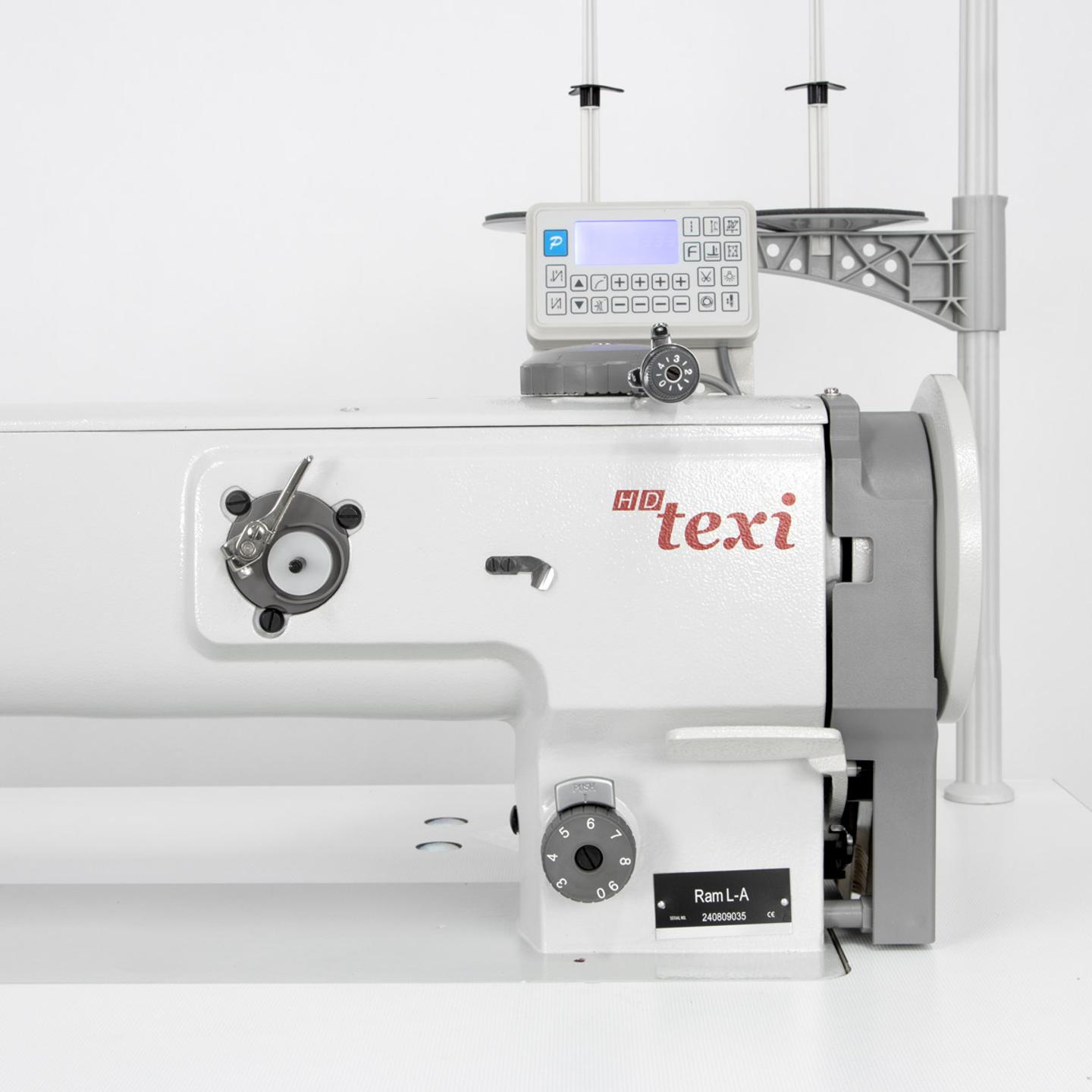 Automatic heavy duty long arm lockstitch sewing machine with unison feed - complete set