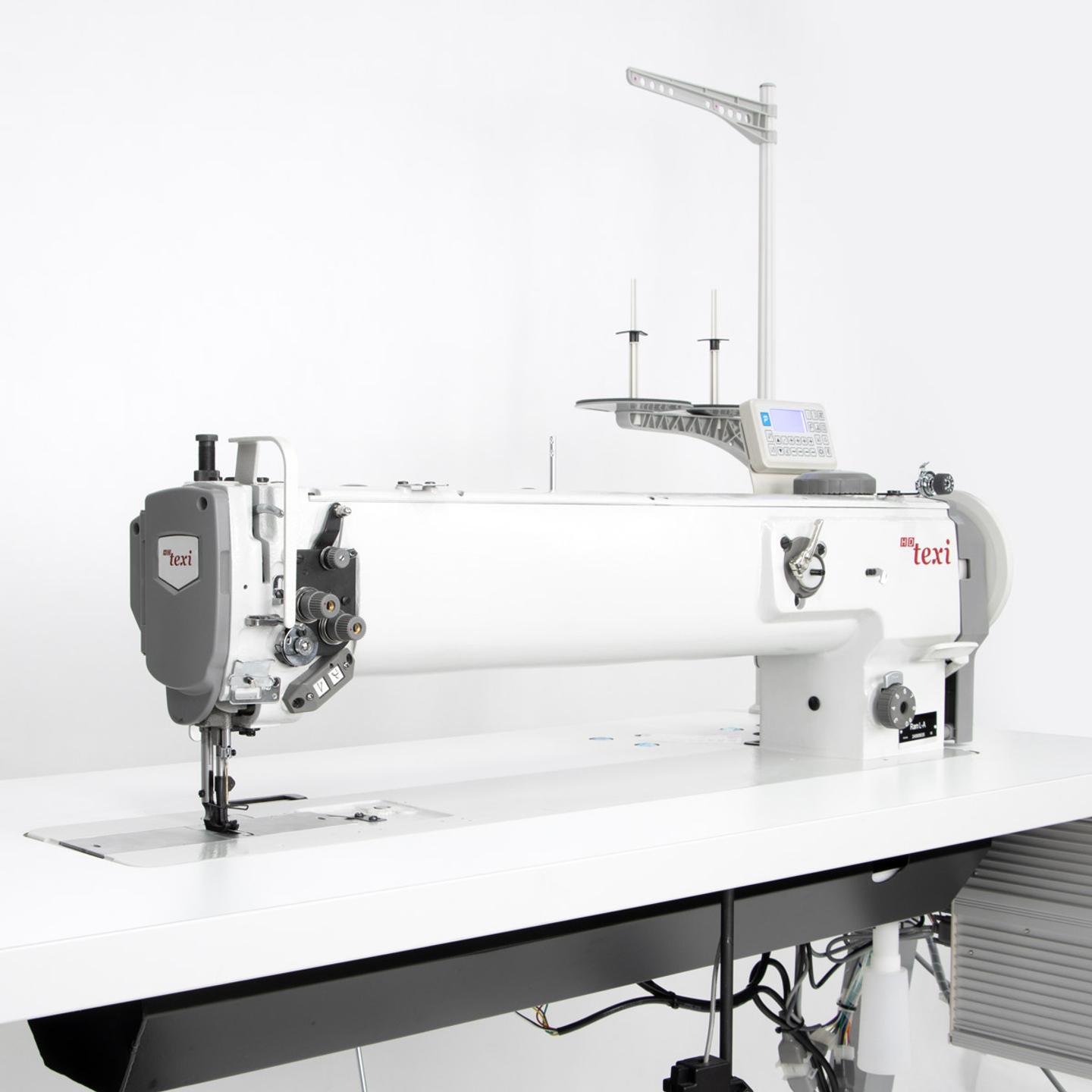 Automatic heavy duty long arm lockstitch sewing machine with unison feed - complete set