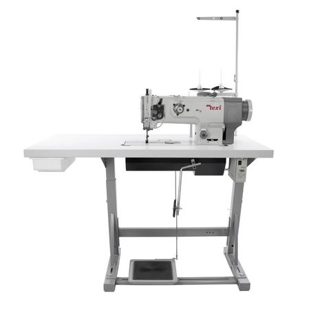 Stebnówka do szycia grubych materiałów z transportem potrójnym i wbudowanym silnikiem - maszyna kompletna