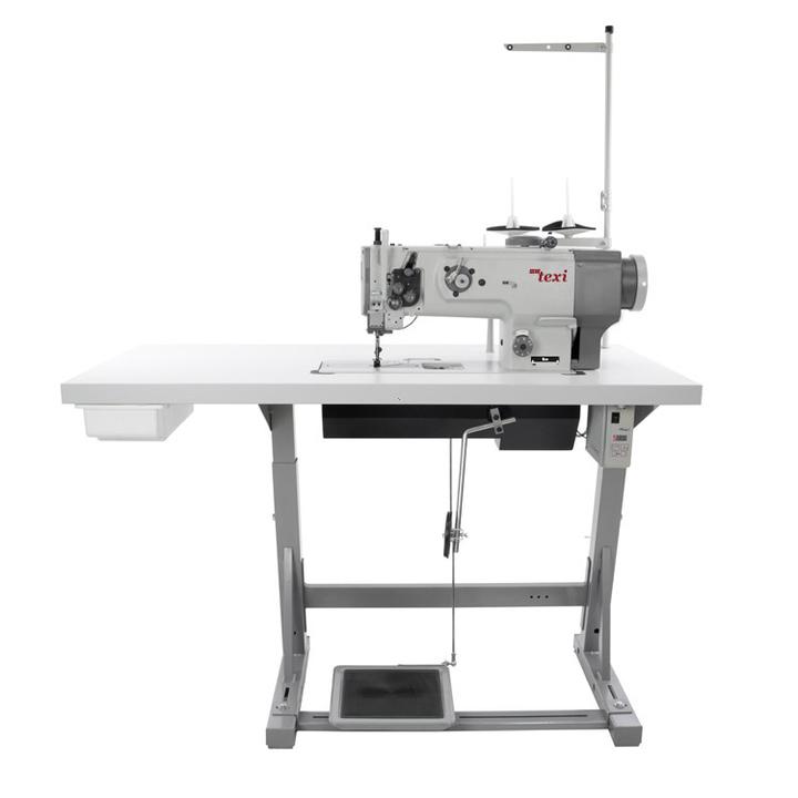 Stebnówka do szycia grubych materiałów z transportem potrójnym i wbudowanym silnikiem - maszyna kompletna.