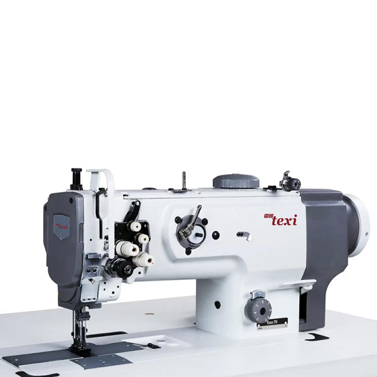 2-needle lockstitch machine for sewing heavy materials with unison feed and built-in motor - head only