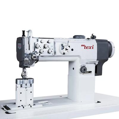 Dwuigłowa stębnówka słupkowa do szycia grubych materiałów z transportem potrójnym -  maszyna kompletna