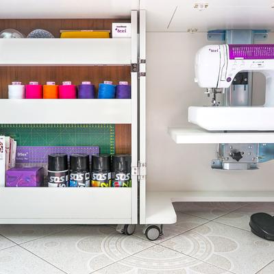 Folding cabinet - tailor's workshop, grey color