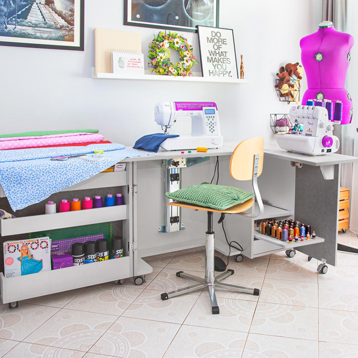 Folding cabinet - tailor's workshop, grey color