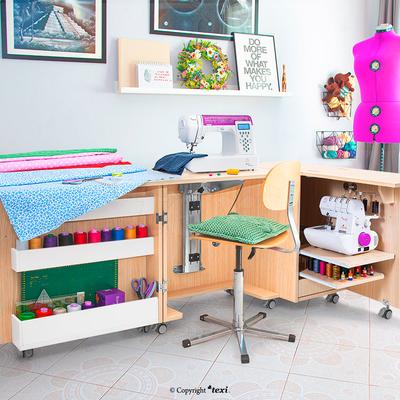 Folding cabinet - tailor's workshop, light oak color