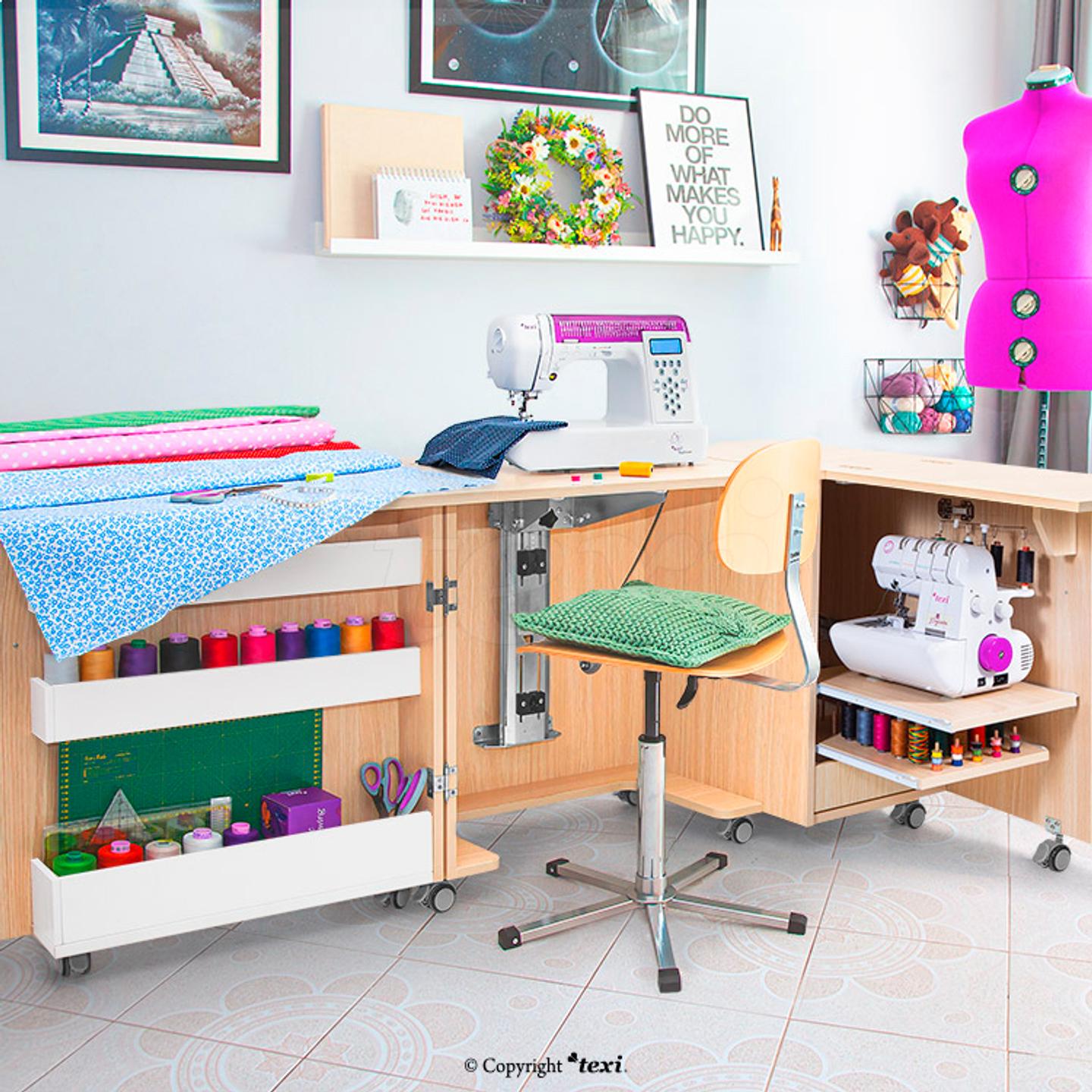 Folding cabinet - tailor's workshop, light oak color