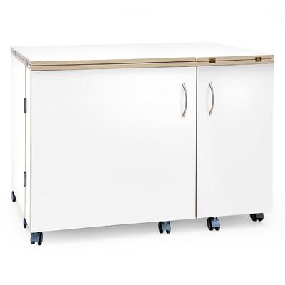 Folding cabinet - tailor's workshop, white with oak finish