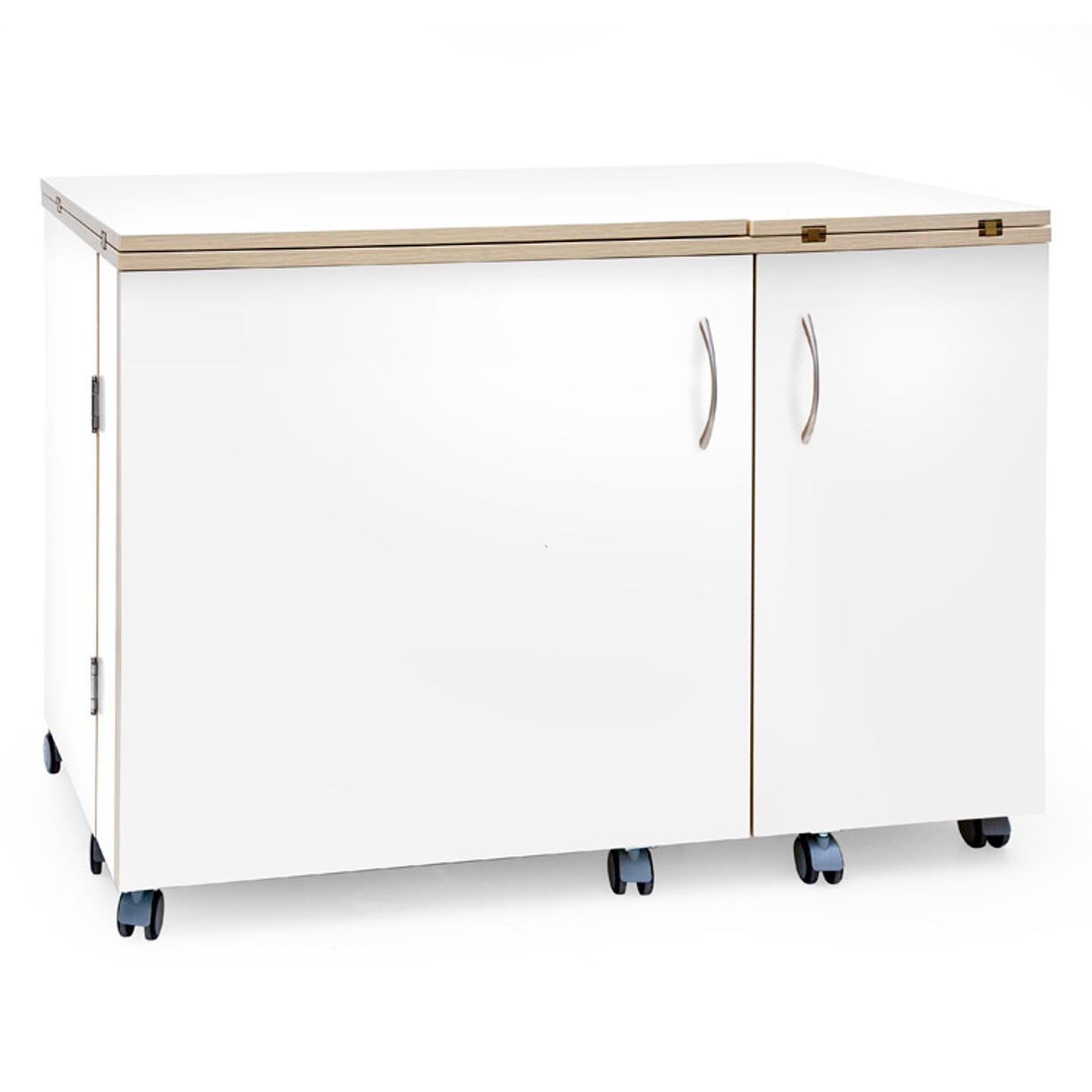 Folding cabinet - tailor's workshop, white with oak finish