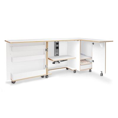 Folding cabinet - tailor's workshop, white with oak finish