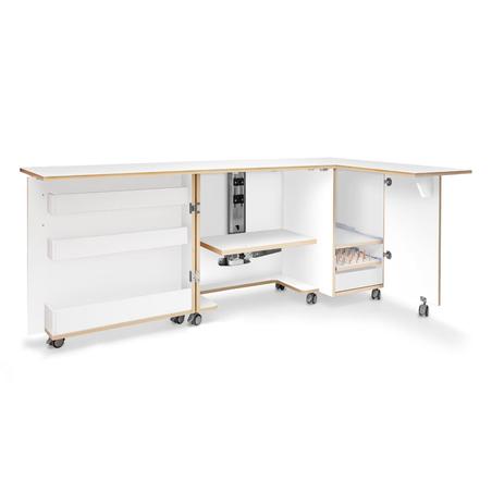 Folding cabinet - tailor's workshop, white with oak finish