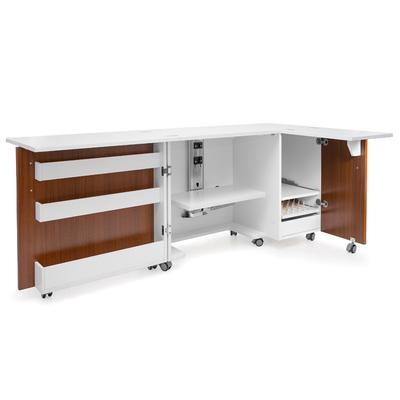 Folding cabinet - tailor's workshop, teak and white color