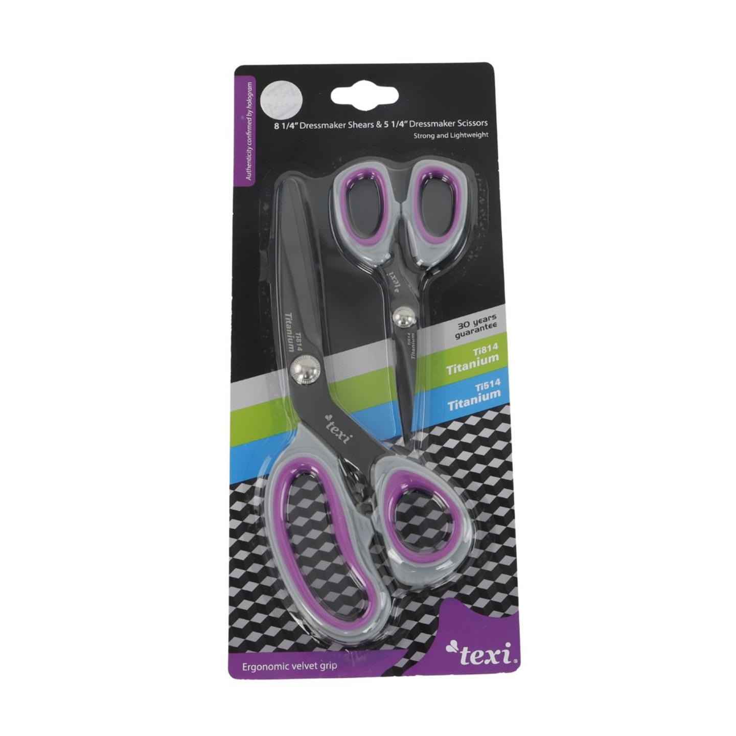 Titanium coated dressmaker shears 8 1/4" (21 cm) and hobby - craft scissors 5 1/4" (13 cm)