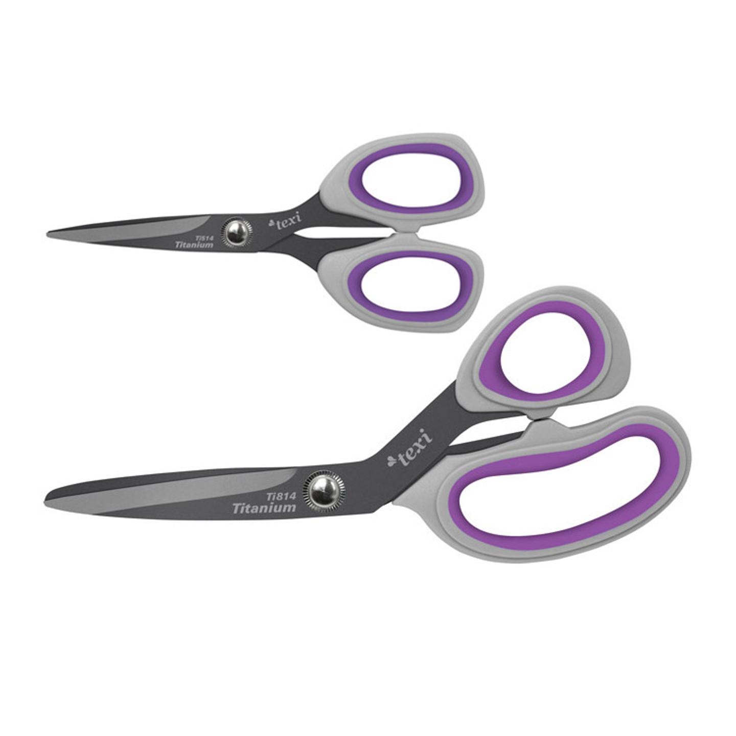 Titanium coated dressmaker shears 8 1/4" (21 cm) and hobby - craft scissors 5 1/4" (13 cm)