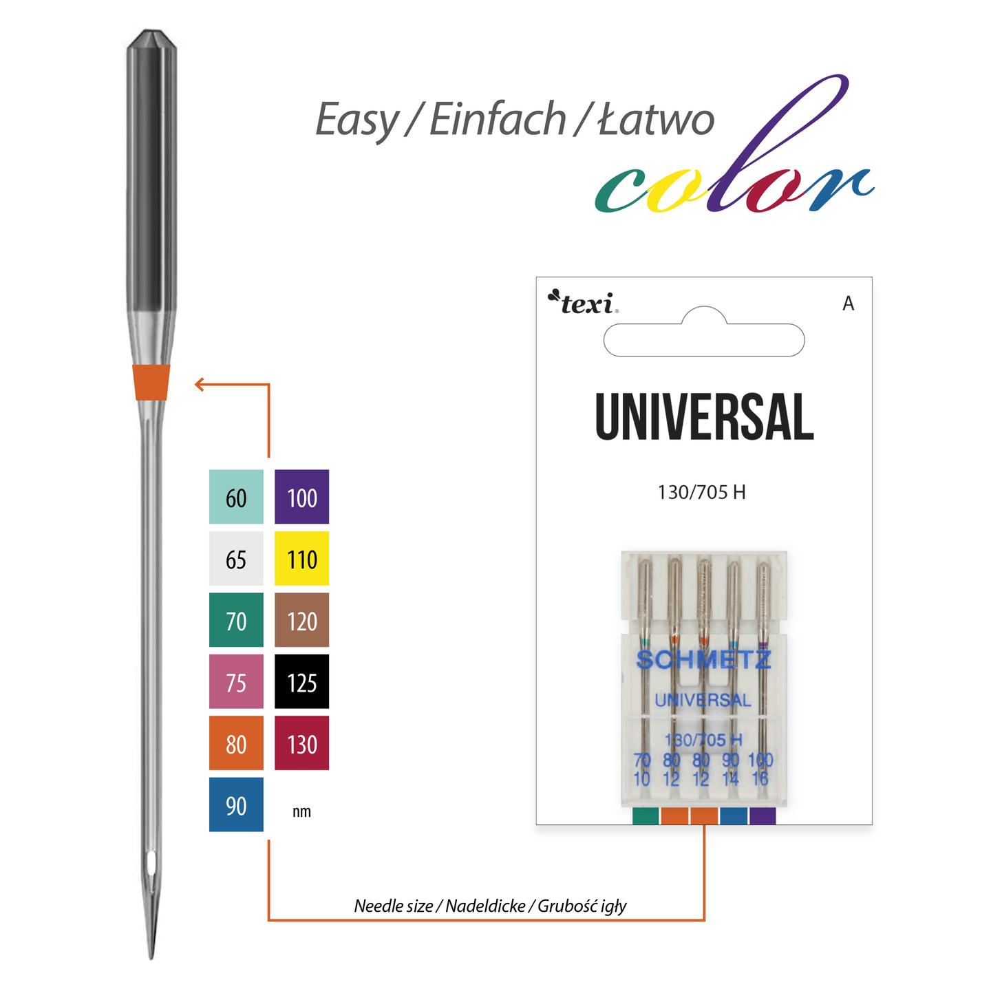 Universal needles for household machines, 5pcs, size 70x1, 80x2, 90x1, 100x1