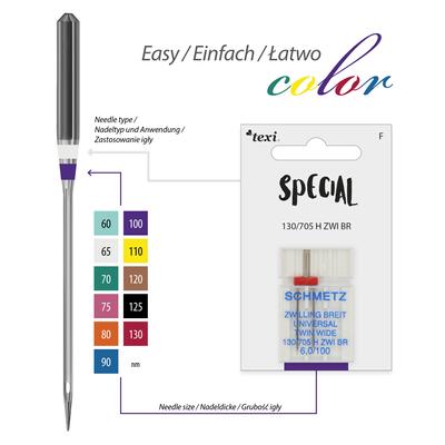 Igły do ściegu ozdobnego do maszyn domowych, para, grubość 100, rozstaw 6,0 mm