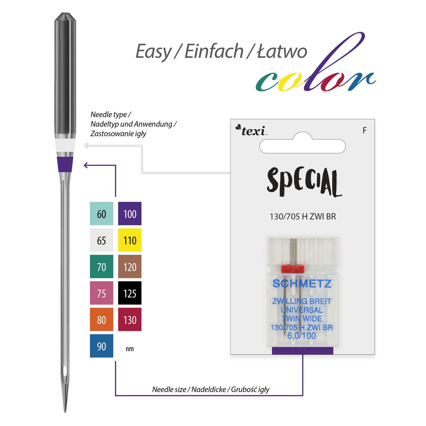 Igły do ściegu ozdobnego do maszyn domowych, para, grubość 100, rozstaw 6,0 mm