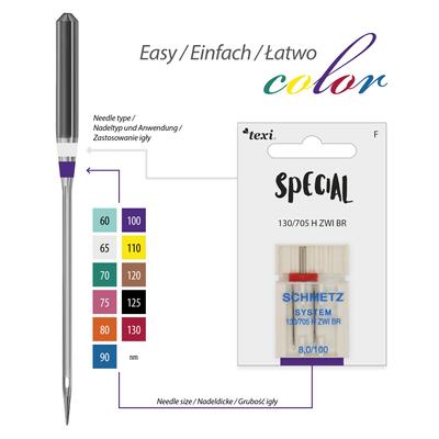 Igły do ściegu ozdobnego do maszyn domowych, para, grubość 100, rozstaw 8,0 mm