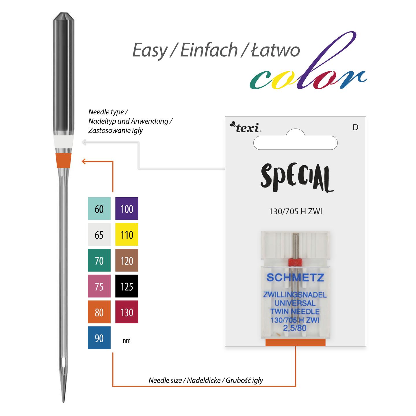 Igły do ściegu ozdobnego do maszyn domowych, para, grubość 80, rozstaw 2,5 mm