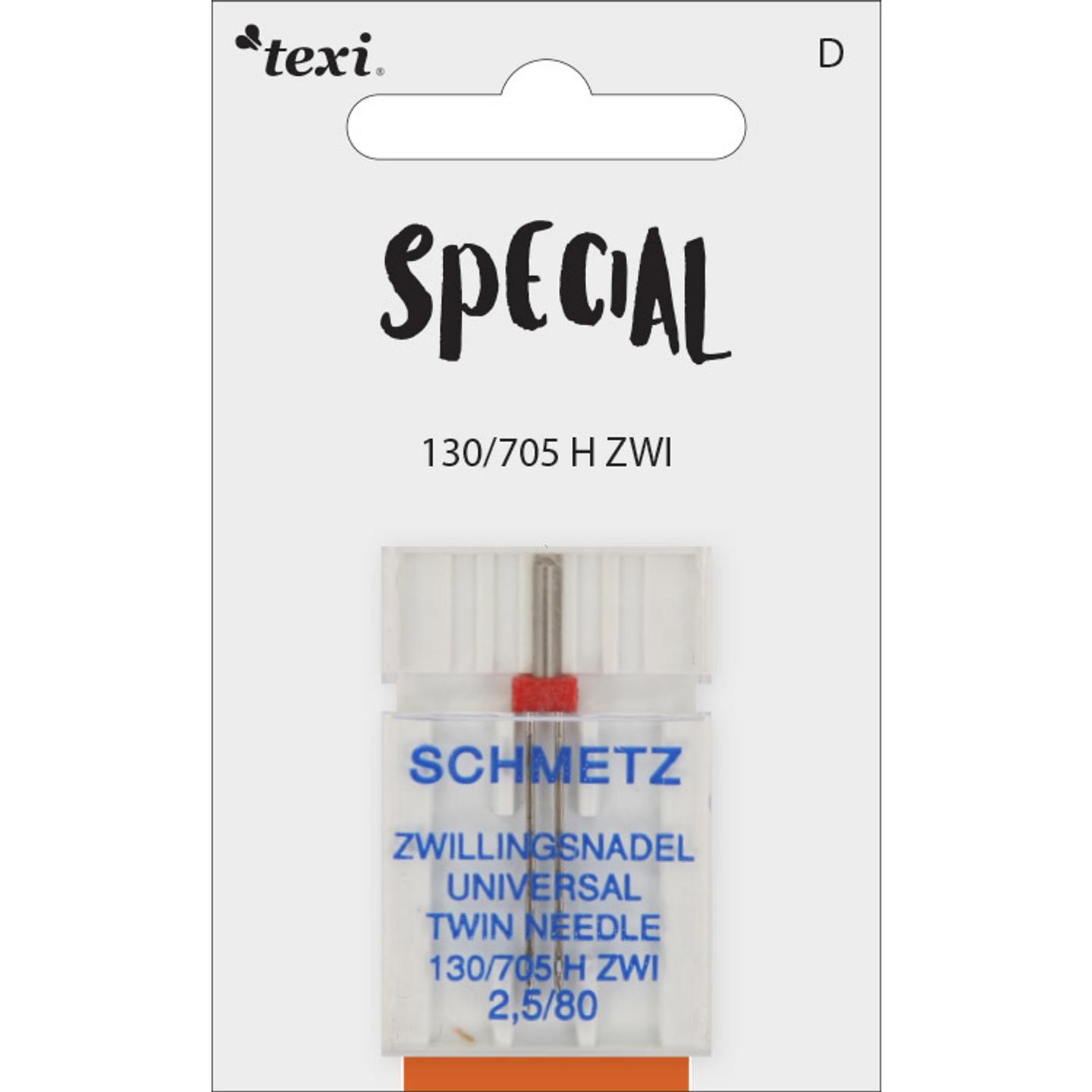 Twin needle for decorative stitch for household machines, pair, size 80, distance 2,5 mm