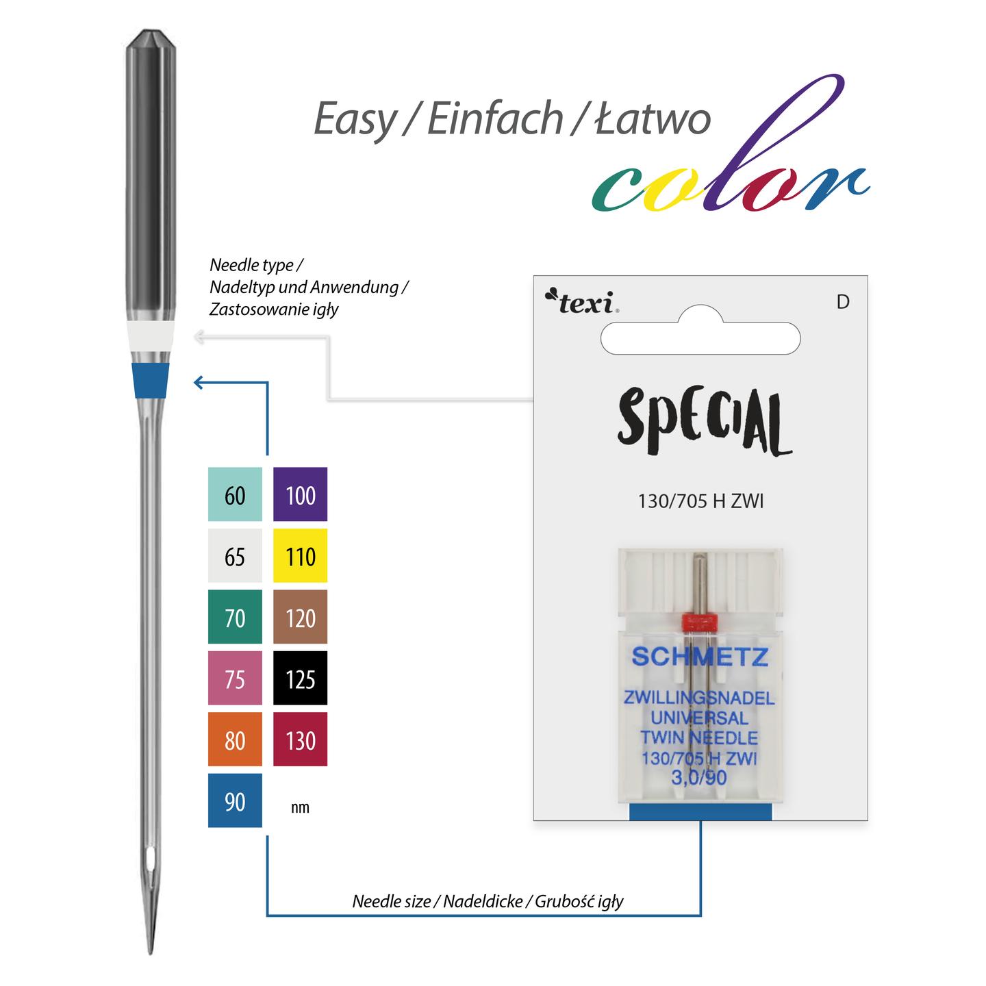 Igły do ściegu ozdobnego do maszyn domowych, para, grubość 90, rozstaw 3,0 mm