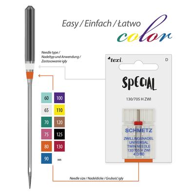 Igły do ściegu ozdobnego do maszyn domowych, para, grubość 80, rozstaw 4,0 mm