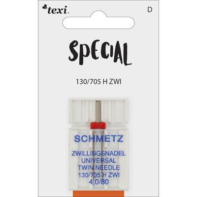 Twin needle for decorative stitch for household machines, pair, size 80, distance 4,0 mm