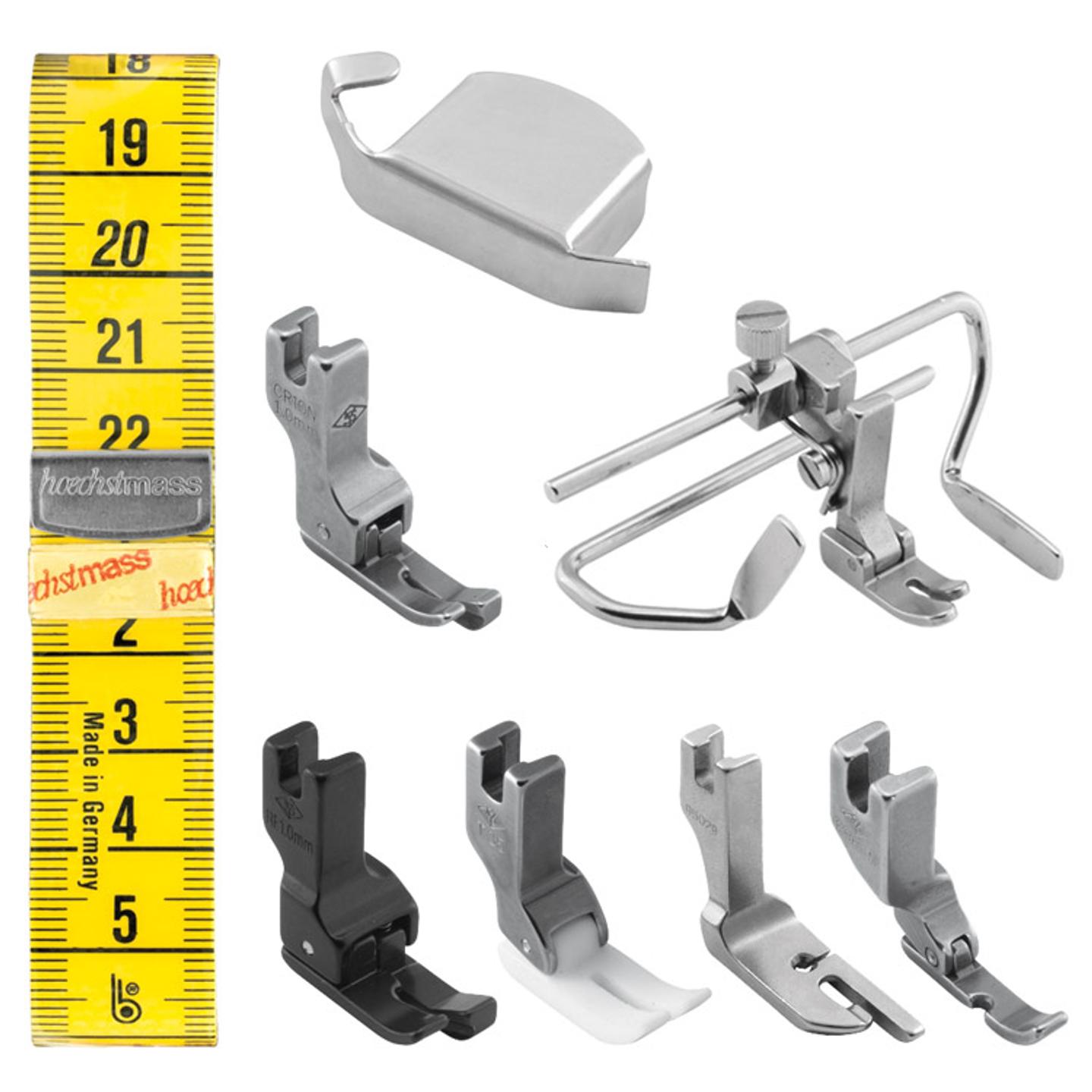 Set of the most necessary sewing feet and accessories for lockstitch machines with bottom feed