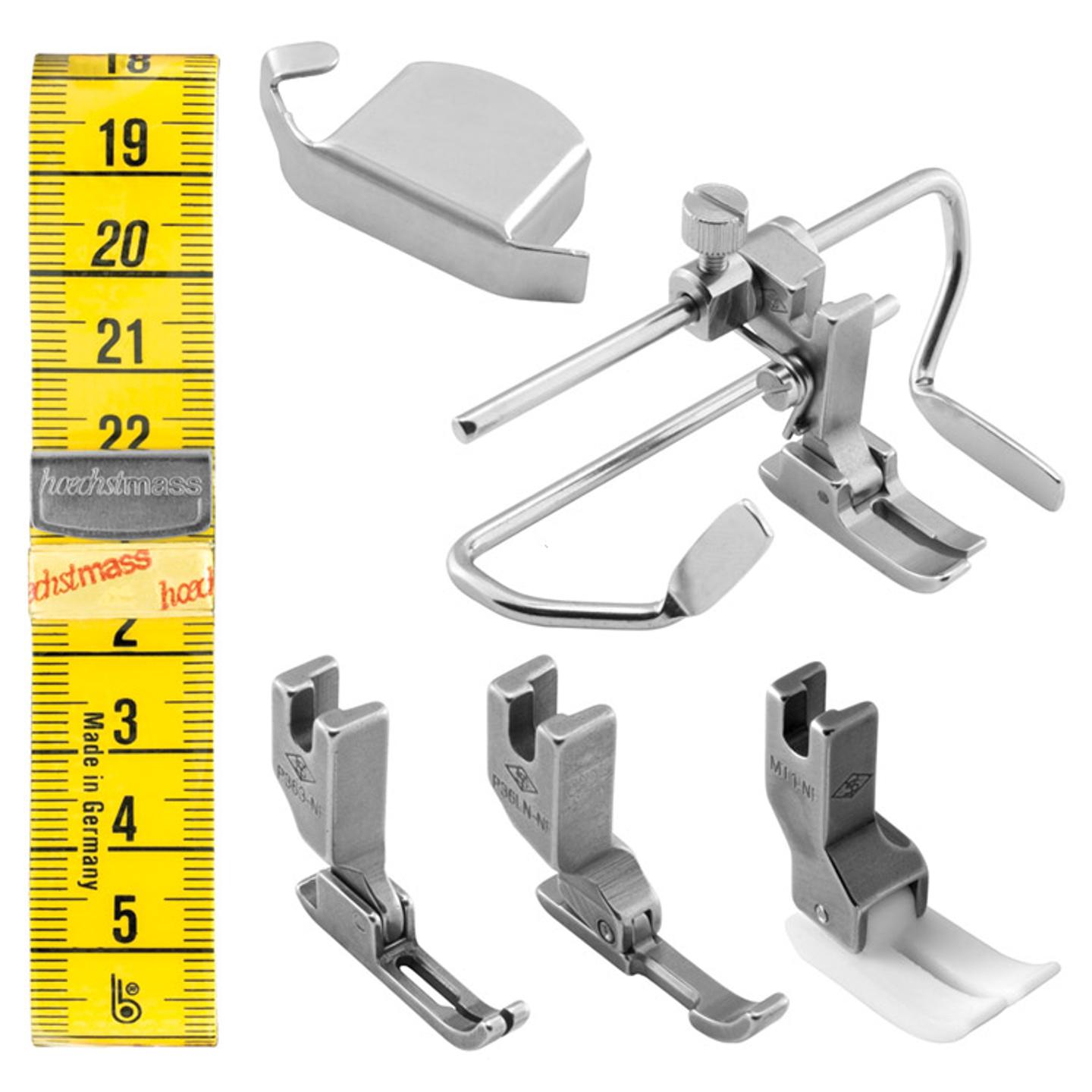 Set of the most necessary sewing feet and accessories for lockstitch machines with needle feed