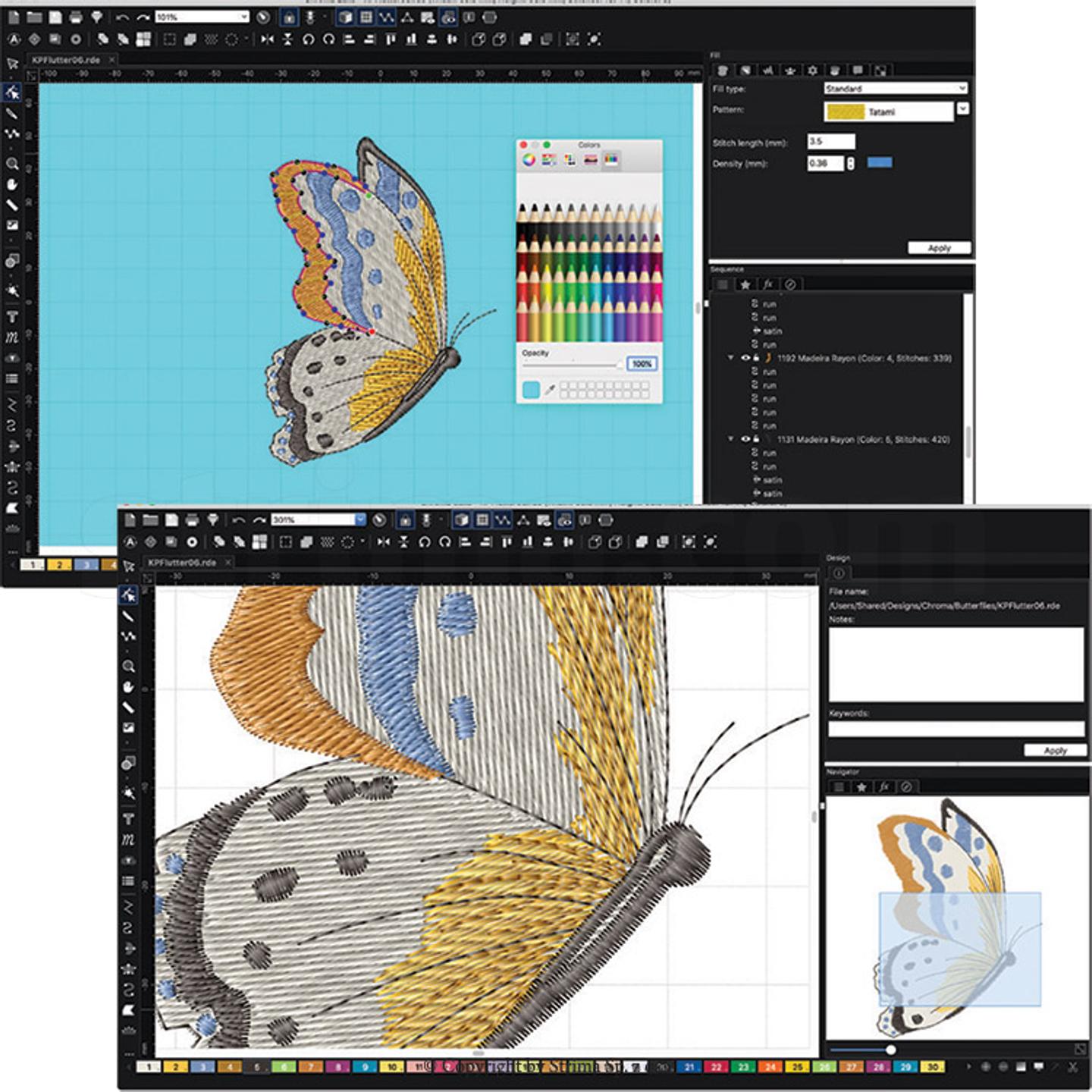 Embroidery design software CHROMA Plus