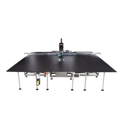 Programmable sewing machine with liftable rotary sewing head and independent drives with extra large sewing field