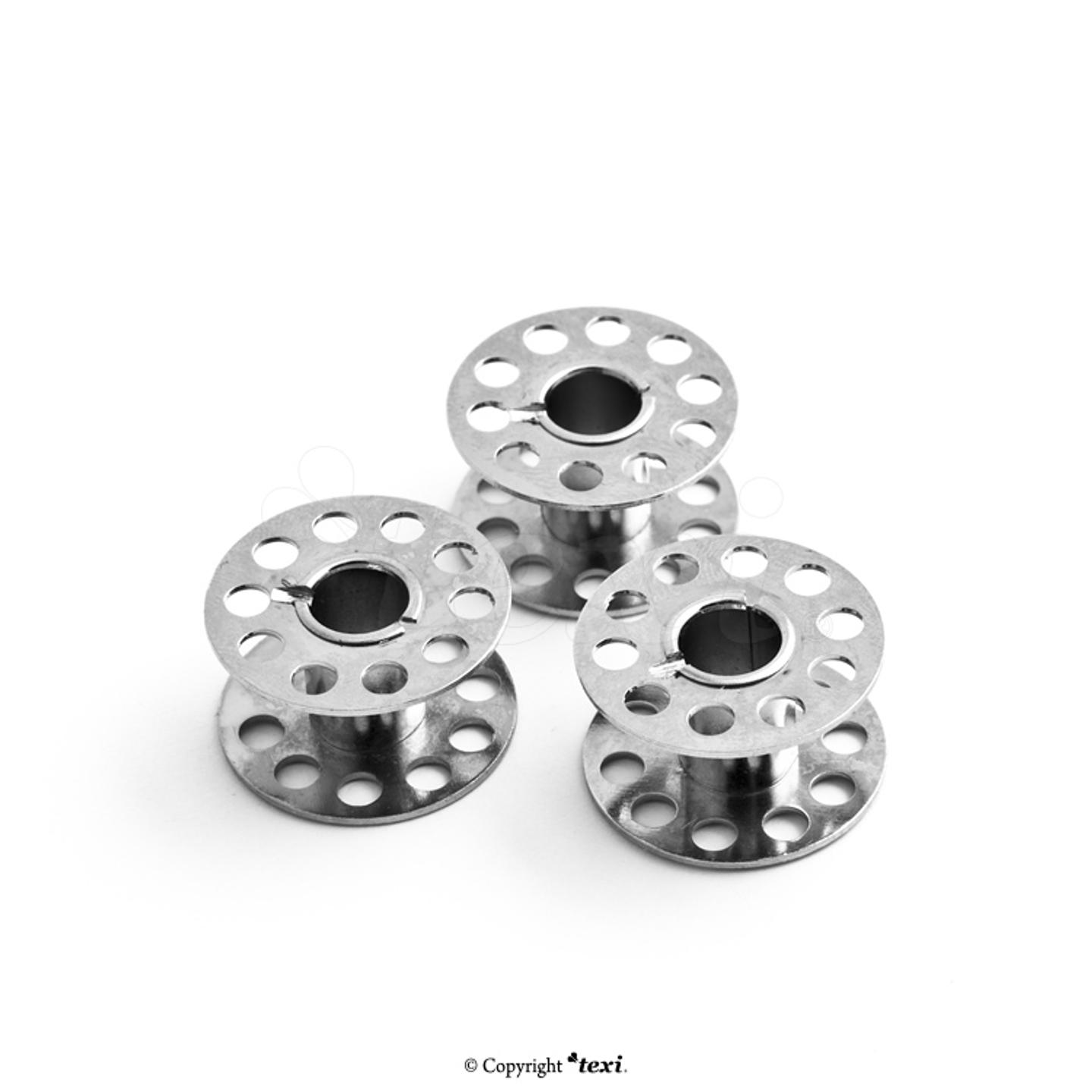 Zestaw 3 szt. szpulek metalowych, płaskich do maszyn domowych z chwytaczem wahadłowym