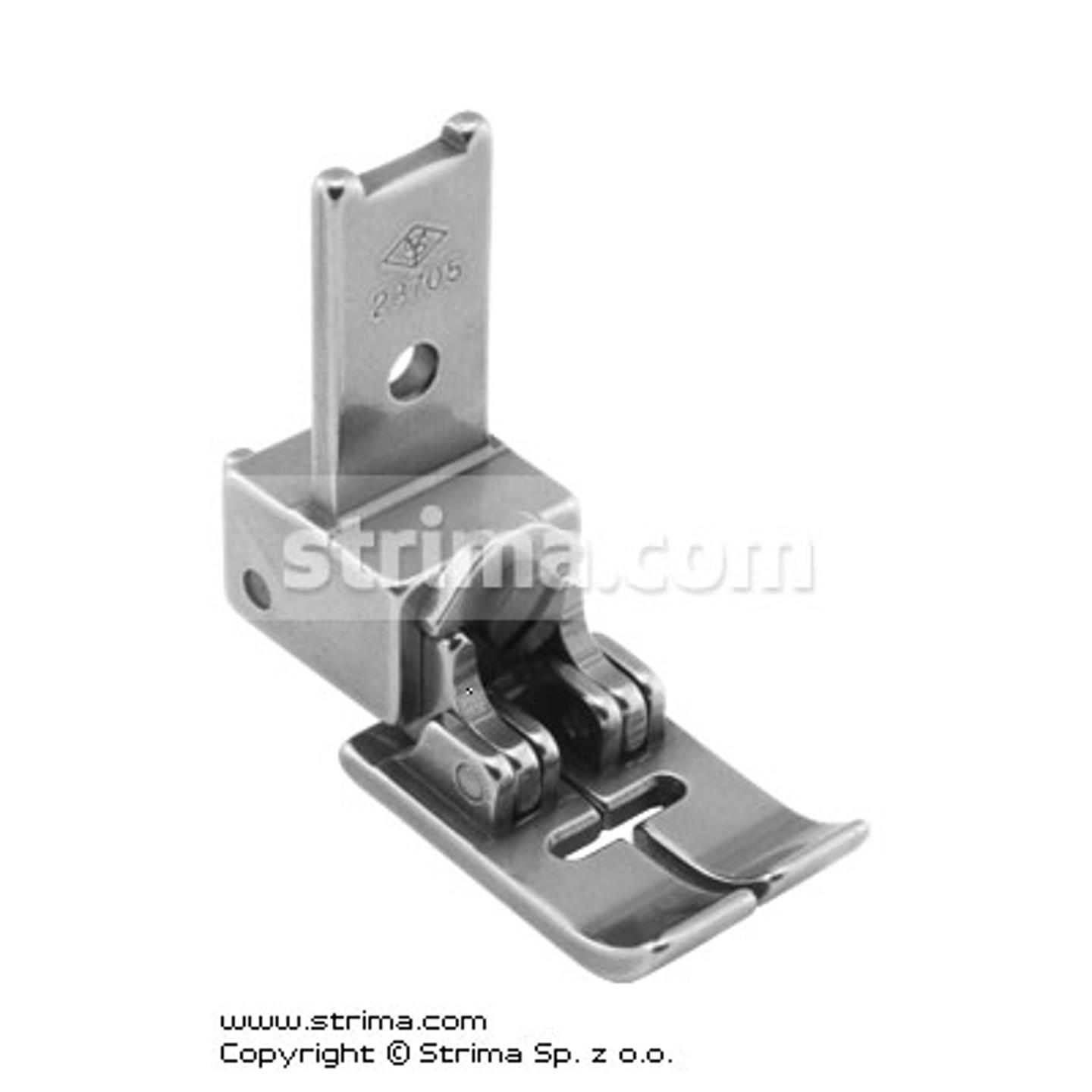 Compensating zigzag 10mm foot with smooth change of runner pressure