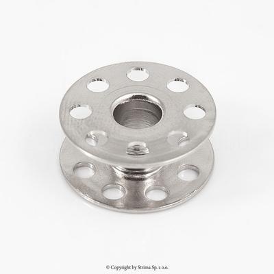 Szpulka standardowa metalowa, perforowana, 21x6x9mm, do stebnówek Texi, Zoje, Juki, Jack, Pfaff, Siruba, Brother
