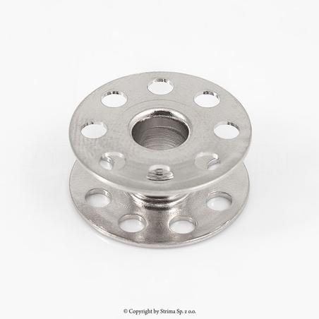 Szpulka standardowa metalowa, perforowana, 21x6x9mm, do stebnówek Texi, Zoje, Juki, Jack, Pfaff, Siruba, Brother