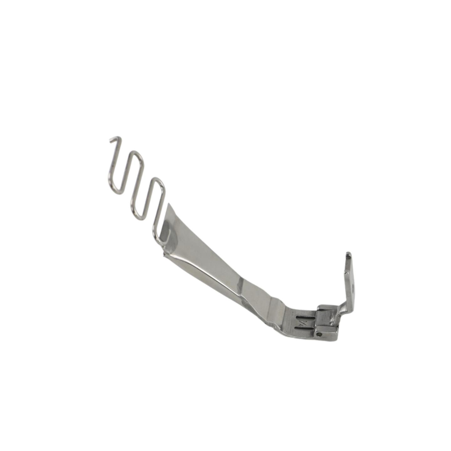 Tape attaching foot for double needle machines with 1/4" gauge