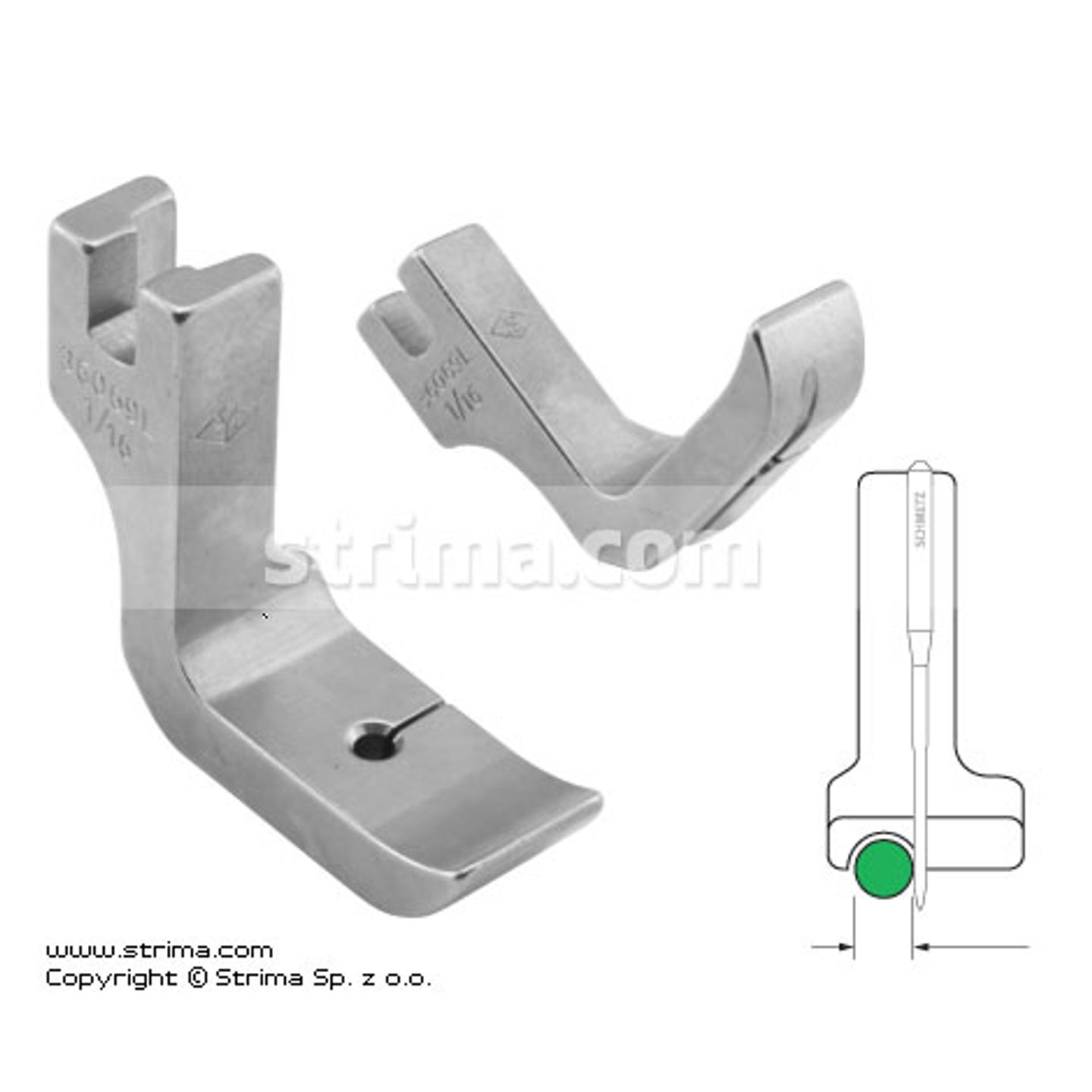 Piping foot, left 1.6mm