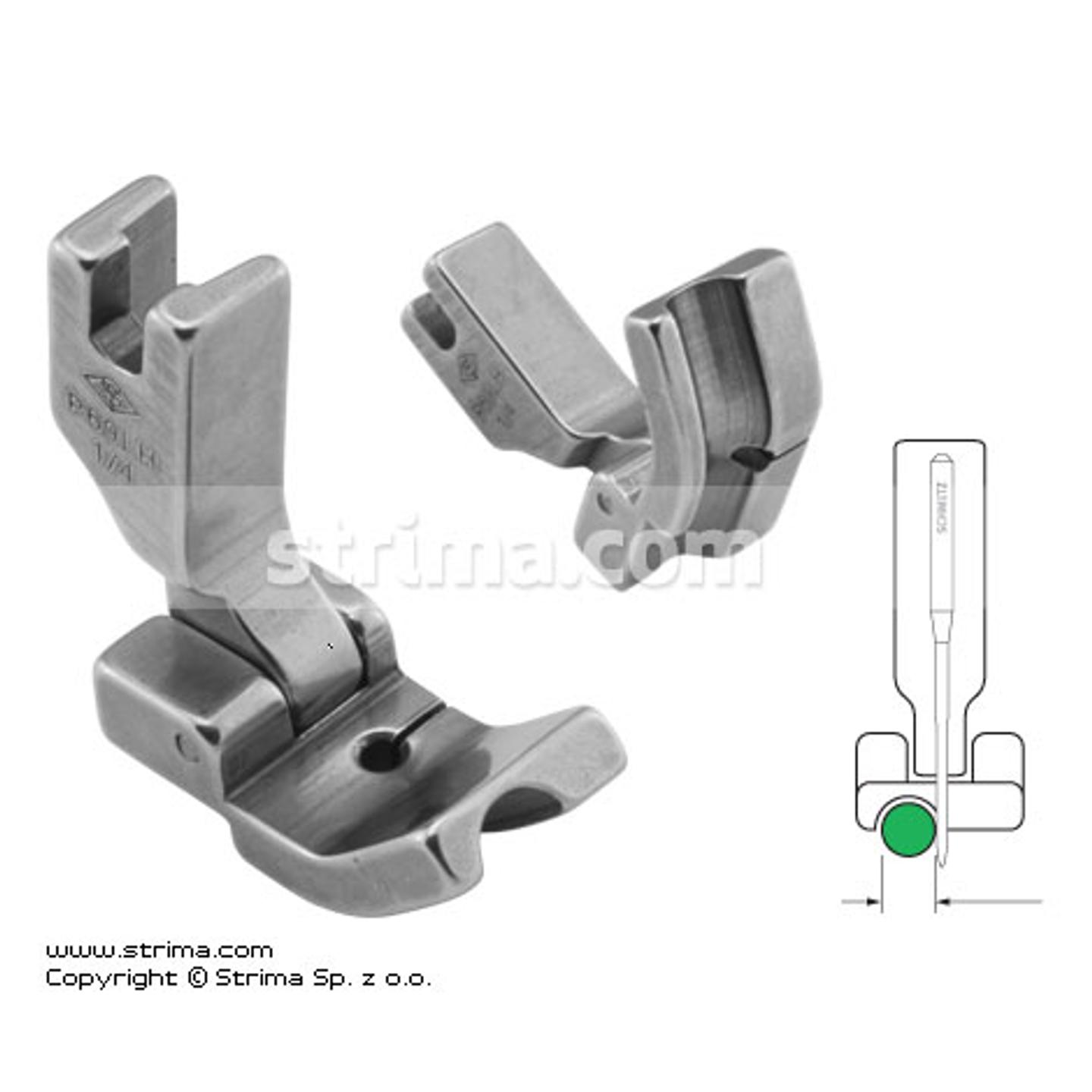 Hinged piping foot, left 6.4mm