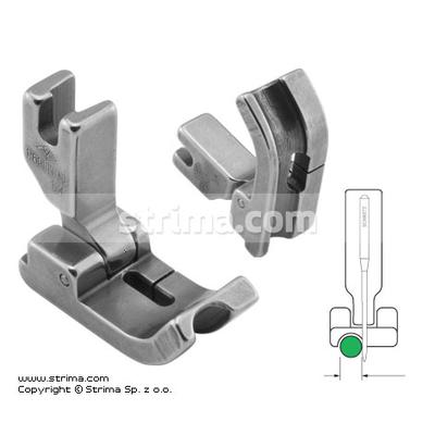 Hinged piping foot, needle feed, left 6.4mm