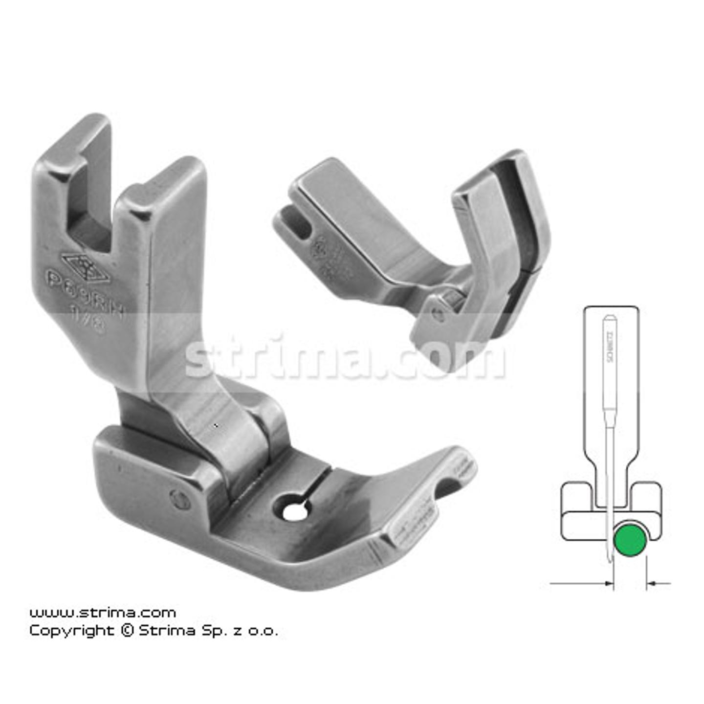 Hinged piping foot, right 3.2mm