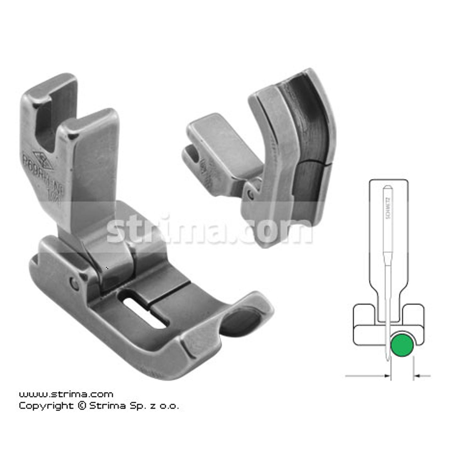 Hinged piping foot, needle feed, right 6.4mm