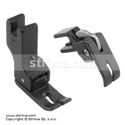 PTFE coated foot with material stopper behind the needle, for elastic materials, short runner