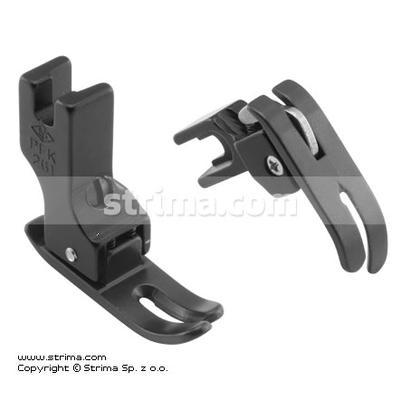 PTFE coated foot with material stopper behind the needle, for elastic materials, long runner