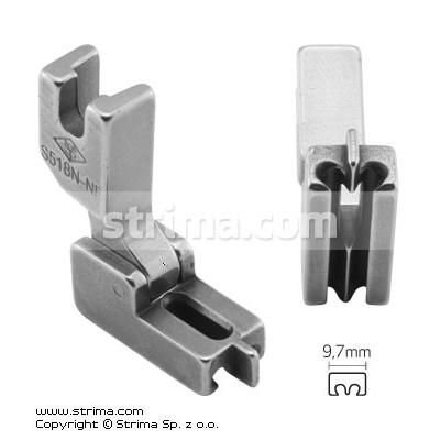 Invisible zipper needle feed foot, narrow with nib