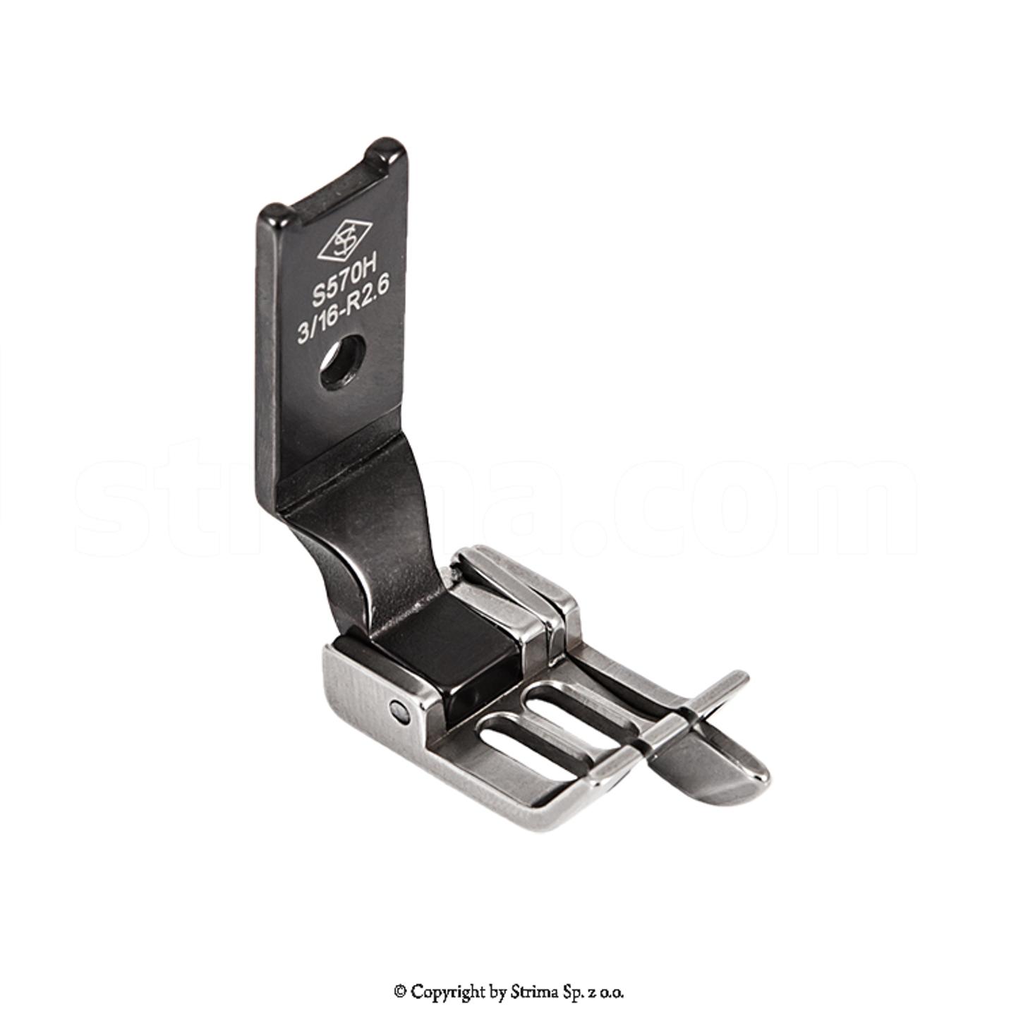 Foot for two needle lockstitch machine, right, 3/16", for heavy materials