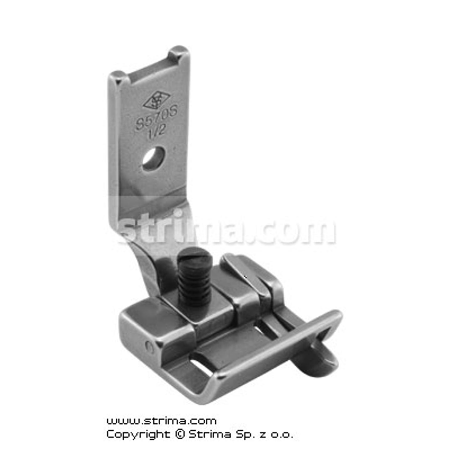 Foot for two needle lockstitch machine 1/2" with right gauge and adjustable runner angle