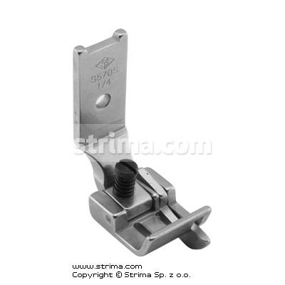 Foot for two needle lockstitch machine 1/4" with right gauge and adjustable runner angle