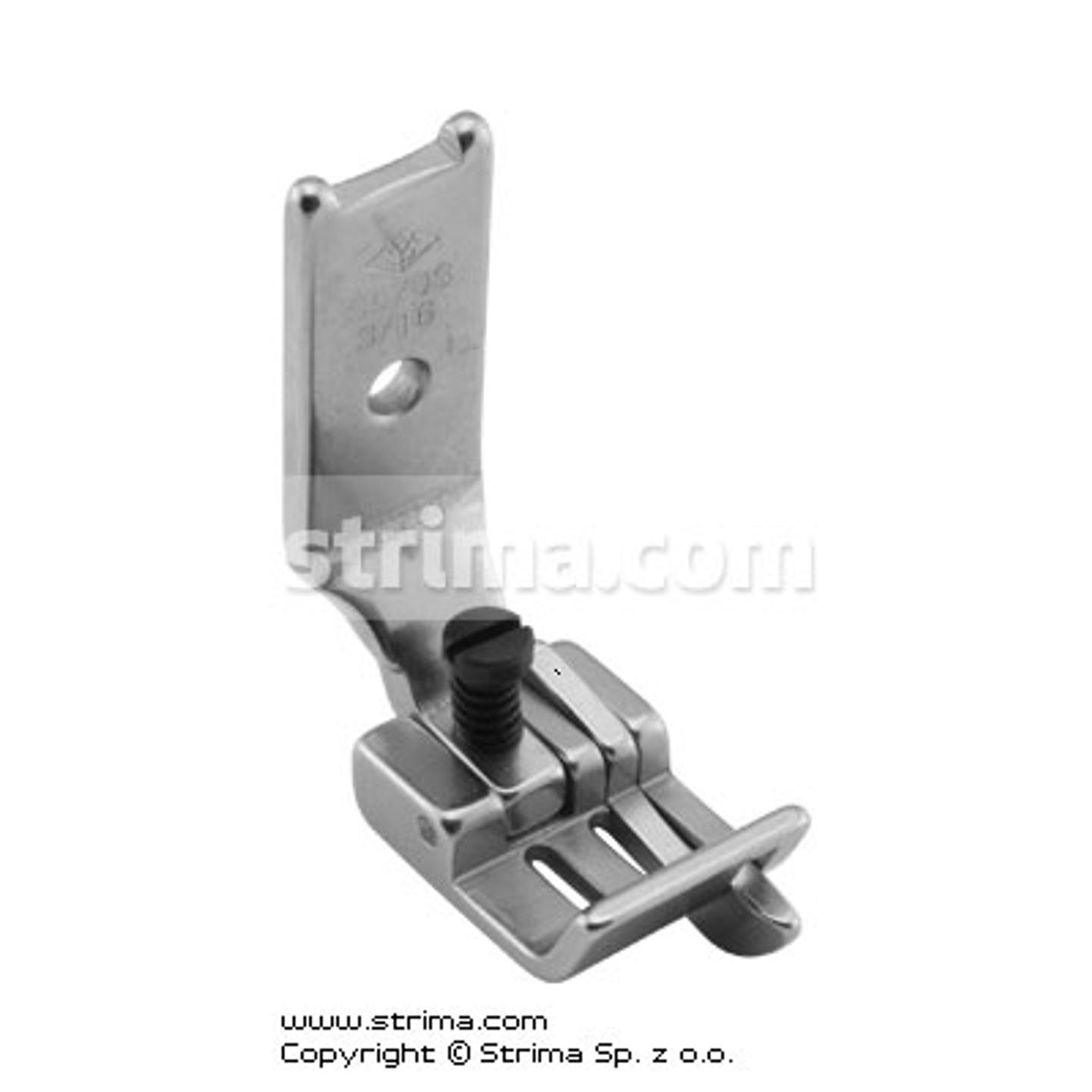 Foot for two needle lockstitch machine 3/16" with right gauge and adjustable runner angle